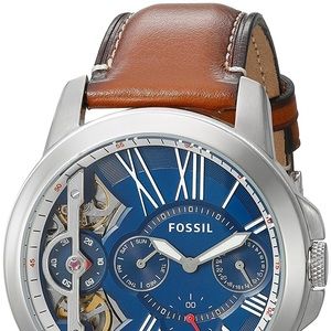 Men's Fossil Grant Brown Leather Strap Automatic